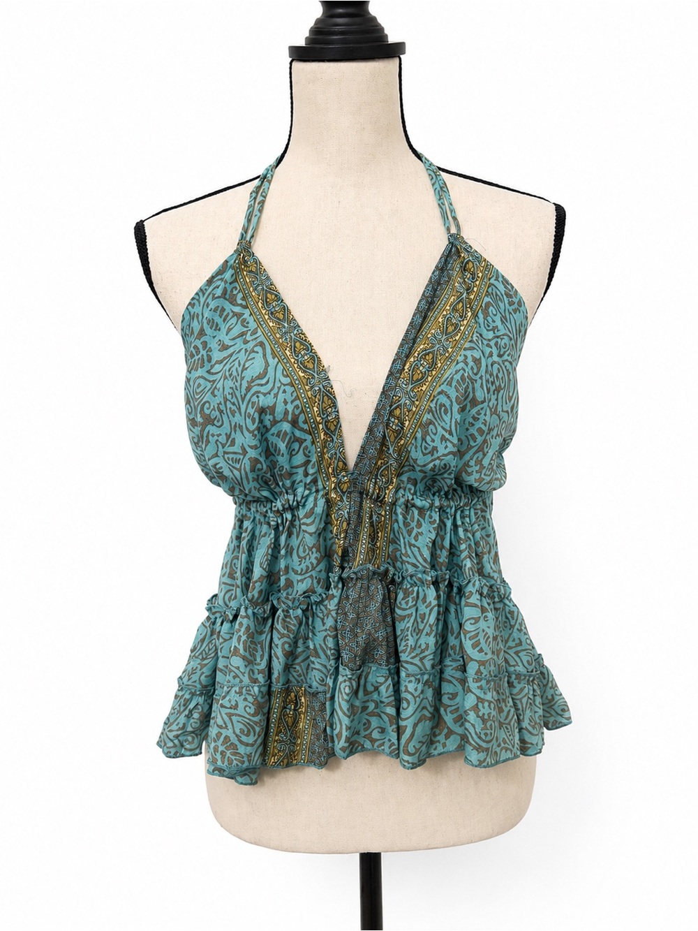 Karma Highway Turquoise Paisley Halter Top – One Size